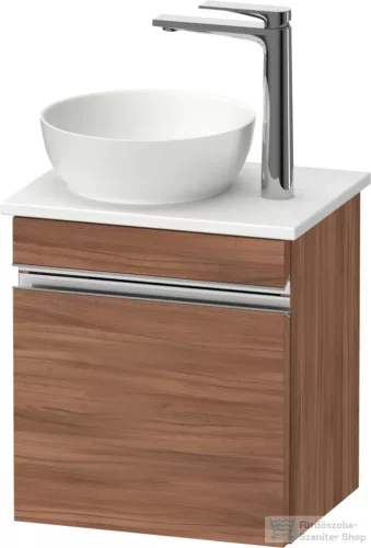Duravit SIVIDA 40x29,5 cm-es, 1 ajtós alsószekrény króm színű fogantyúval, pult, mosdó és csaptelep nélkül, balos, matt dió SV4656L10790000