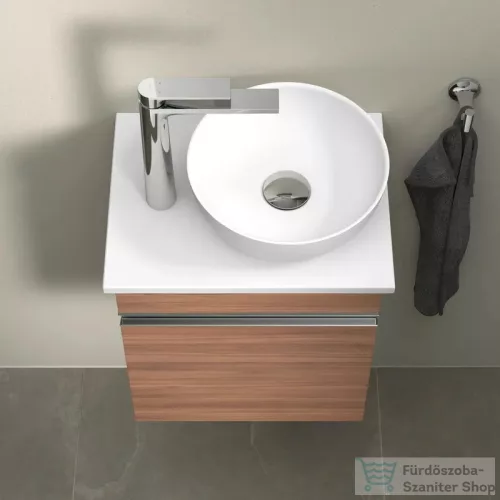 Duravit SIVIDA 40x29,5 cm-es, 1 ajtós alsószekrény króm színű fogantyúval, pult, mosdó és csaptelep nélkül, balos, matt dió SV4656L10790000