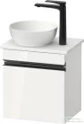 Duravit SIVIDA 40x29,5 cm-es, 1 ajtós alsószekrény fekete színű fogantyúval, pult, mosdó és csaptelep nélkül, balos, fényes fehér SV4656LBD220000