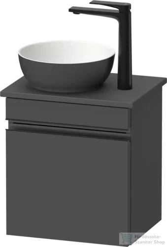 Duravit SIVIDA 40x29,5 cm-es, 1 ajtós alsószekrény fekete színű fogantyúval, pult, mosdó és csaptelep nélkül, balos, matt grafit SV4656LBD490000