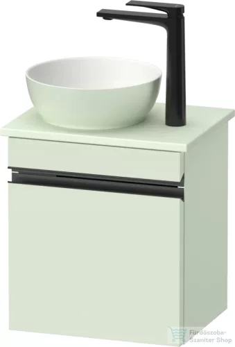 Duravit SIVIDA 40x29,5 cm-es, 1 ajtós alsószekrény fekete színű fogantyúval, pult, mosdó és csaptelep nélkül, balos, matt halványzöld SV4656LBDHH0000
