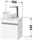 Duravit SIVIDA 40x29,5 cm-es, 1 ajtós alsószekrény króm színű fogantyúval, pult, mosdó és csaptelep nélkül, jobbos, fényes fehér SV4656R10220000
