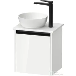   Duravit SIVIDA 40x32,5 cm-es, 1 ajtós alsószekrény fekete színű fogantyúval, pult, mosdó és csaptelep nélkül, balos, fényes fehér SV6973L22220000