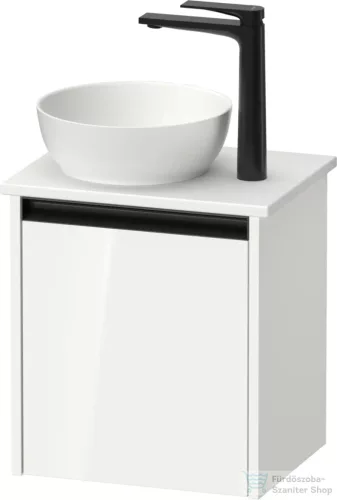 Duravit SIVIDA 40x32,5 cm-es, 1 ajtós alsószekrény fekete színű fogantyúval, pult, mosdó és csaptelep nélkül, balos, fényes fehér SV6973L22220000