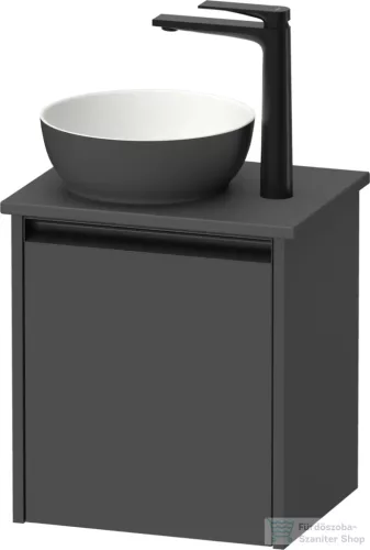 Duravit SIVIDA 40x32,5 cm-es, 1 ajtós alsószekrény fekete színű fogantyúval, pult, mosdó és csaptelep nélkül, balos, matt grafit SV6973L49490000