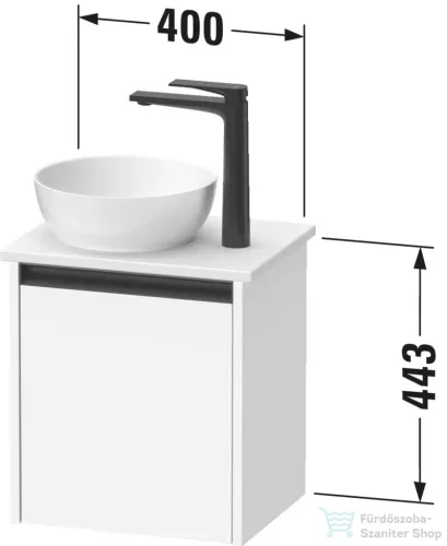 Duravit SIVIDA 40x32,5 cm-es, 1 ajtós alsószekrény fekete színű fogantyúval, pult, mosdó és csaptelep nélkül, balos, márványos tölgy SV6973L55550000