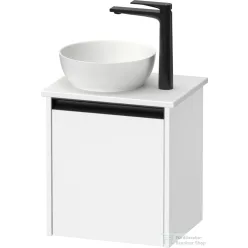   Duravit SIVIDA 40x32,5 cm-es, 1 ajtós alsószekrény fekete színű fogantyúval, pult, mosdó és csaptelep nélkül, jobbos, matt fehér SV6973R18180000