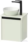 Duravit SIVIDA 40x32,5 cm-es, 1 ajtós alsószekrény fekete színű fogantyúval, pult, mosdó és csaptelep nélkül, jobbos, matt halványzöld SV6973RHHHH0000
