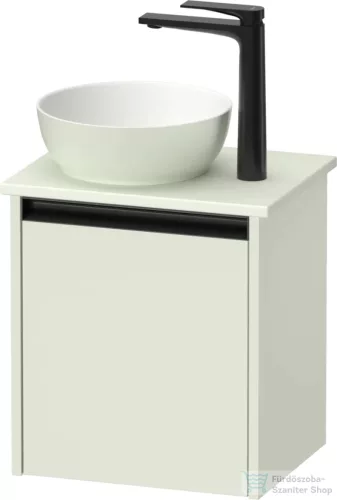 Duravit SIVIDA 40x32,5 cm-es, 1 ajtós alsószekrény fekete színű fogantyúval, pult, mosdó és csaptelep nélkül, jobbos, matt halványzöld SV6973RHHHH0000