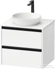Duravit SIVIDA 61x50,5 cm-es, 2 fiókos alsószekrény fekete színű fogantyúval, pult, mosdó és csaptelep nélkül, matt fehér SV6974018180000