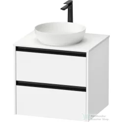   Duravit SIVIDA 61x50,5 cm-es, 2 fiókos alsószekrény fekete színű fogantyúval, pult, mosdó és csaptelep nélkül, matt fehér SV6974018180000