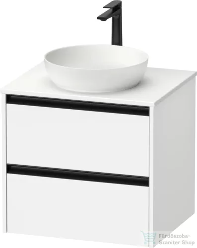 Duravit SIVIDA 61x50,5 cm-es, 2 fiókos alsószekrény fekete színű fogantyúval, pult, mosdó és csaptelep nélkül, matt fehér SV6974018180000