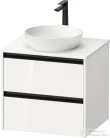 Duravit SIVIDA 61x50,5 cm-es, 2 fiókos alsószekrény fekete színű fogantyúval, pult, mosdó és csaptelep nélkül, fényes fehér SV6974022220000
