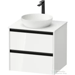   Duravit SIVIDA 61x50,5 cm-es, 2 fiókos alsószekrény fekete színű fogantyúval, pult, mosdó és csaptelep nélkül, fényes fehér SV6974022220000