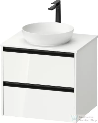 Duravit SIVIDA 61x50,5 cm-es, 2 fiókos alsószekrény fekete színű fogantyúval, pult, mosdó és csaptelep nélkül, fényes fehér SV6974022220000