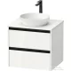 Duravit SIVIDA 61x50,5 cm-es, 2 fiókos alsószekrény fekete színű fogantyúval, pult, mosdó és csaptelep nélkül, fényes fehér SV6974022220000