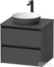 Duravit SIVIDA 61x50,5 cm-es, 2 fiókos alsószekrény fekete színű fogantyúval, pult, mosdó és csaptelep nélkül, matt grafit SV6974049490000