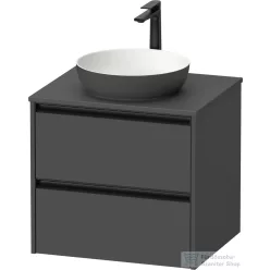   Duravit SIVIDA 61x50,5 cm-es, 2 fiókos alsószekrény fekete színű fogantyúval, pult, mosdó és csaptelep nélkül, matt grafit SV6974049490000