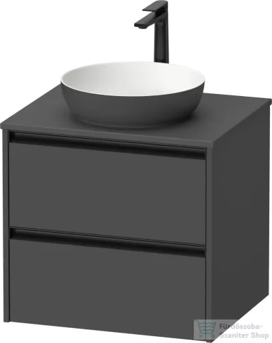 Duravit SIVIDA 61x50,5 cm-es, 2 fiókos alsószekrény fekete színű fogantyúval, pult, mosdó és csaptelep nélkül, matt grafit SV6974049490000