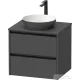 Duravit SIVIDA 61x50,5 cm-es, 2 fiókos alsószekrény fekete színű fogantyúval, pult, mosdó és csaptelep nélkül, matt grafit SV6974049490000