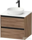 Duravit SIVIDA 61x50,5 cm-es, 2 fiókos alsószekrény fekete színű fogantyúval, pult, mosdó és csaptelep nélkül, matt dió SV6974079790000