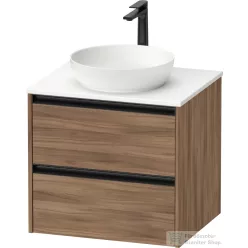   Duravit SIVIDA 61x50,5 cm-es, 2 fiókos alsószekrény fekete színű fogantyúval, pult, mosdó és csaptelep nélkül, matt dió SV6974079790000