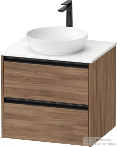 Duravit SIVIDA 61x50,5 cm-es, 2 fiókos alsószekrény fekete színű fogantyúval, pult, mosdó és csaptelep nélkül, matt dió SV6974079790000