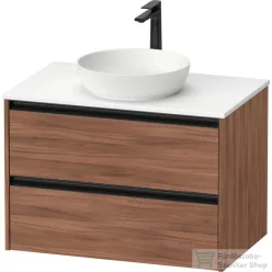   Duravit SIVIDA 81x50,5 cm-es, 2 fiókos alsószekrény fekete színű fogantyúval, pult, mosdó és csaptelep nélkül, matt dió SV6975079790000