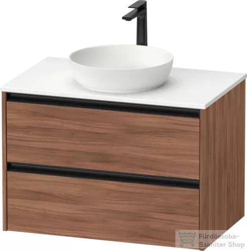 Duravit SIVIDA 81x50,5 cm-es, 2 fiókos alsószekrény fekete színű fogantyúval, pult, mosdó és csaptelep nélkül, matt dió SV6975079790000
