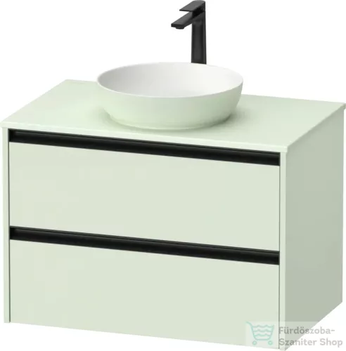 Duravit SIVIDA 81x50,5 cm-es, 2 fiókos alsószekrény fekete színű fogantyúval, pult, mosdó és csaptelep nélkül, matt halványzöld SV69750HHHH0000