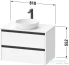 Duravit SIVIDA 81x50,5 cm-es, 2 fiókos alsószekrény fekete színű fogantyúval, pult, mosdó és csaptelep nélkül, matt halványzöld SV69750HHHH0000