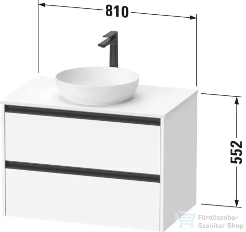 Duravit SIVIDA 81x50,5 cm-es, 2 fiókos alsószekrény fekete színű fogantyúval, pult, mosdó és csaptelep nélkül, matt halványzöld SV69750HHHH0000