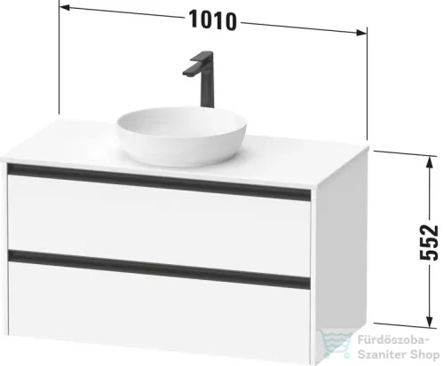 Duravit SIVIDA 101x50,5 cm-es, 2 fiókos alsószekrény fekete színű fogantyúval, pult, mosdó és csaptelep nélkül, matt fehér SV6976018180000