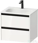 Duravit SIVIDA 61x48 cm-es, 2 fiókos alsószekrény fekete színű fogantyúval, mosdó és csaptelep nélkül, fényes fehér SV6994022220000