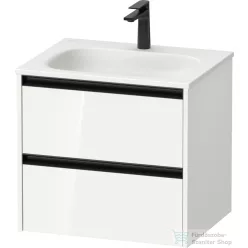   Duravit SIVIDA 61x48 cm-es, 2 fiókos alsószekrény fekete színű fogantyúval, mosdó és csaptelep nélkül, fényes fehér SV6994022220000