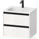 Duravit SIVIDA 61x48 cm-es, 2 fiókos alsószekrény fekete színű fogantyúval, mosdó és csaptelep nélkül, fényes fehér SV6994022220000