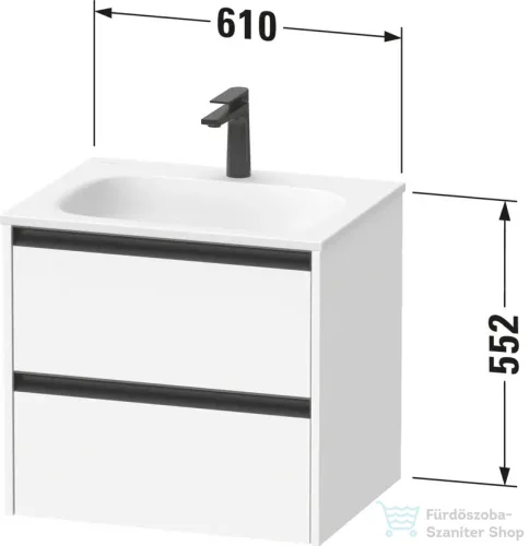 Duravit SIVIDA 61x48 cm-es, 2 fiókos alsószekrény fekete színű fogantyúval, mosdó és csaptelep nélkül, fényes fehér SV6994022220000