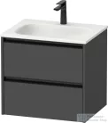 Duravit SIVIDA 61x48 cm-es, 2 fiókos alsószekrény fekete színű fogantyúval, mosdó és csaptelep nélkül, matt grafit SV6994049490000