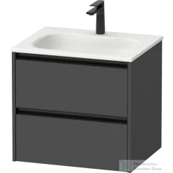   Duravit SIVIDA 61x48 cm-es, 2 fiókos alsószekrény fekete színű fogantyúval, mosdó és csaptelep nélkül, matt grafit SV6994049490000