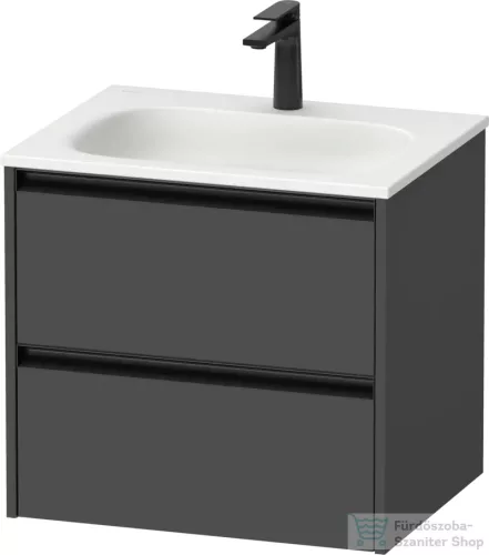 Duravit SIVIDA 61x48 cm-es, 2 fiókos alsószekrény fekete színű fogantyúval, mosdó és csaptelep nélkül, matt grafit SV6994049490000