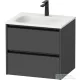 Duravit SIVIDA 61x48 cm-es, 2 fiókos alsószekrény fekete színű fogantyúval, mosdó és csaptelep nélkül, matt grafit SV6994049490000
