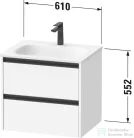 Duravit SIVIDA 61x48 cm-es, 2 fiókos alsószekrény fekete színű fogantyúval, mosdó és csaptelep nélkül, matt grafit SV6994049490000