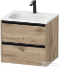 Duravit SIVIDA 61x48 cm-es, 2 fiókos alsószekrény fekete színű fogantyúval, mosdó és csaptelep nélkül, márványos tölgy SV6994055550000