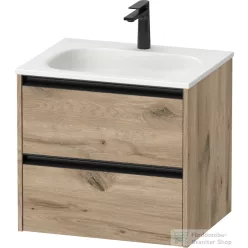   Duravit SIVIDA 61x48 cm-es, 2 fiókos alsószekrény fekete színű fogantyúval, mosdó és csaptelep nélkül, márványos tölgy SV6994055550000