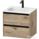 Duravit SIVIDA 61x48 cm-es, 2 fiókos alsószekrény fekete színű fogantyúval, mosdó és csaptelep nélkül, márványos tölgy SV6994055550000