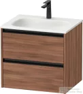 Duravit SIVIDA 61x48 cm-es, 2 fiókos alsószekrény fekete színű fogantyúval, mosdó és csaptelep nélkül, matt dió SV6994079790000