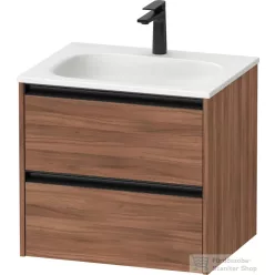   Duravit SIVIDA 61x48 cm-es, 2 fiókos alsószekrény fekete színű fogantyúval, mosdó és csaptelep nélkül, matt dió SV6994079790000
