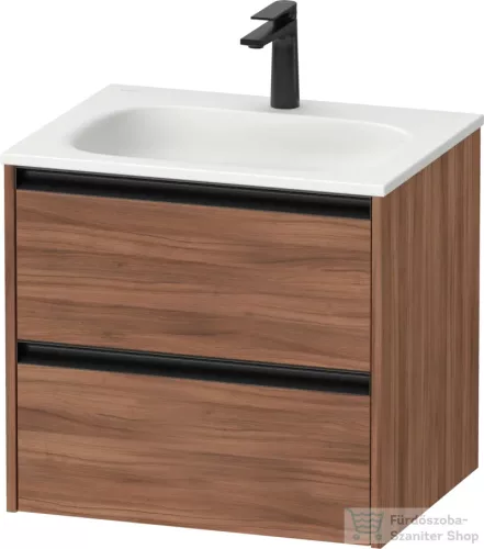 Duravit SIVIDA 61x48 cm-es, 2 fiókos alsószekrény fekete színű fogantyúval, mosdó és csaptelep nélkül, matt dió SV6994079790000