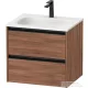 Duravit SIVIDA 61x48 cm-es, 2 fiókos alsószekrény fekete színű fogantyúval, mosdó és csaptelep nélkül, matt dió SV6994079790000
