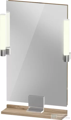 Duravit SIVIDA 45x65 cm-es tükör LED világítással, polc nélkül, króm tartóval, márványos tölgy SV7420010550000
